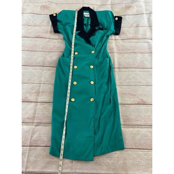 Vintage Nina Piccalino Green Cap Sleeve Blazer Sheath Dress - 6 - Picture 6 of 12